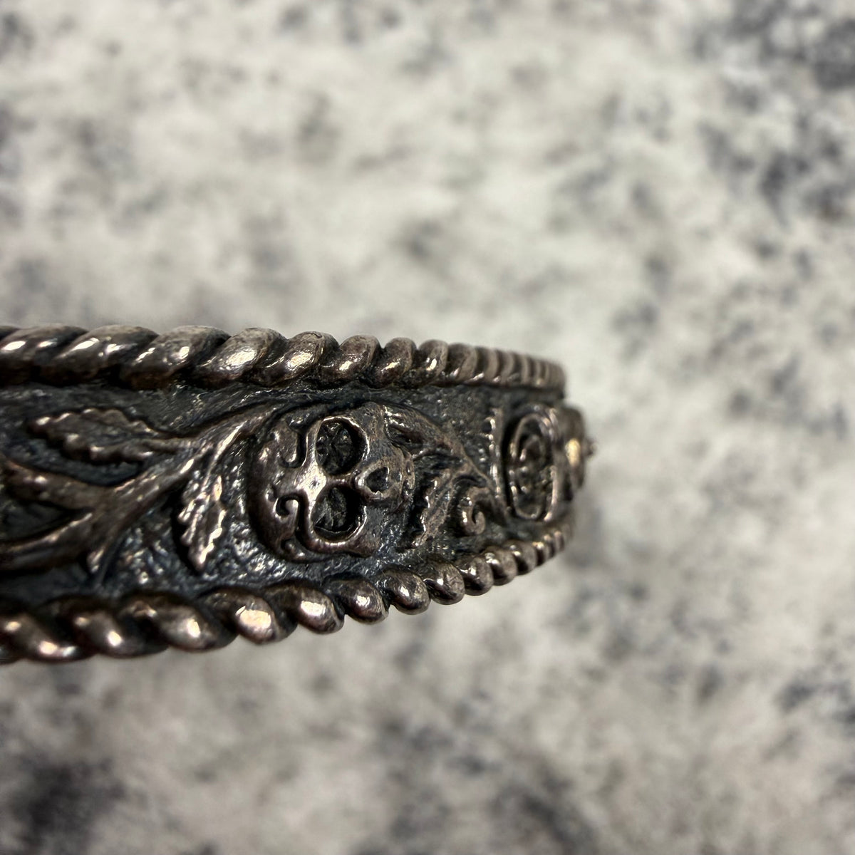 Clocks + Colours Skull & Rose Silver Cuff Bracelet