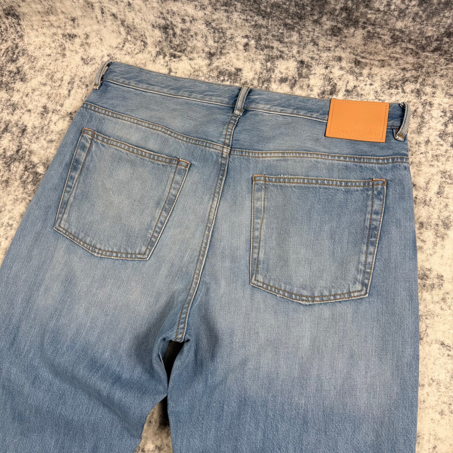 Acne Studios Wide-Leg Distressed Jeans In Light Blue Denim