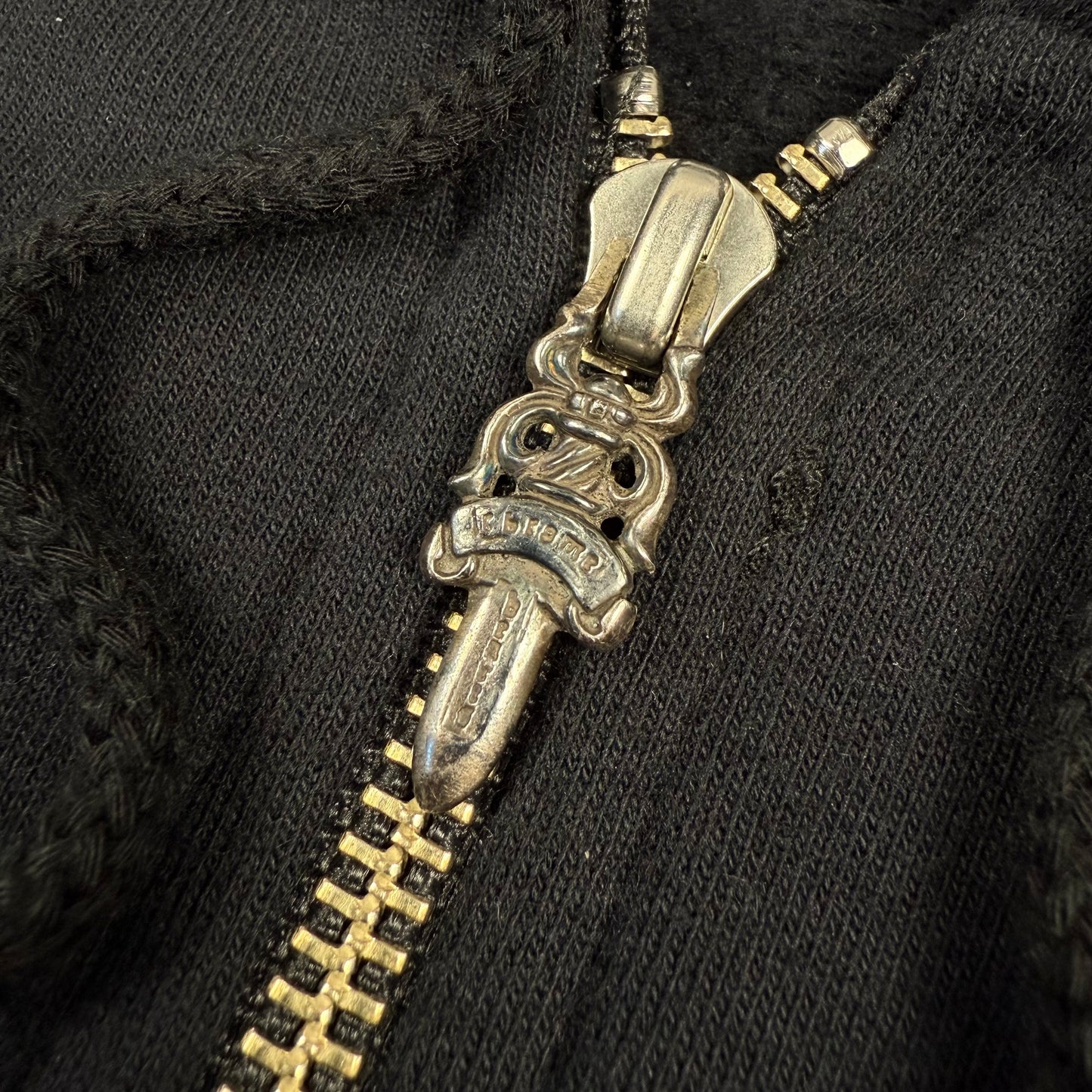 Chrome Hearts Vintage Gold Horseshoe Cross ‘Black’ Zip Up Hoodie