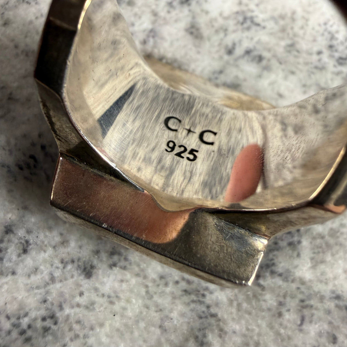 Clocks + Colours Sterling Silver Black Stone Signet Ring