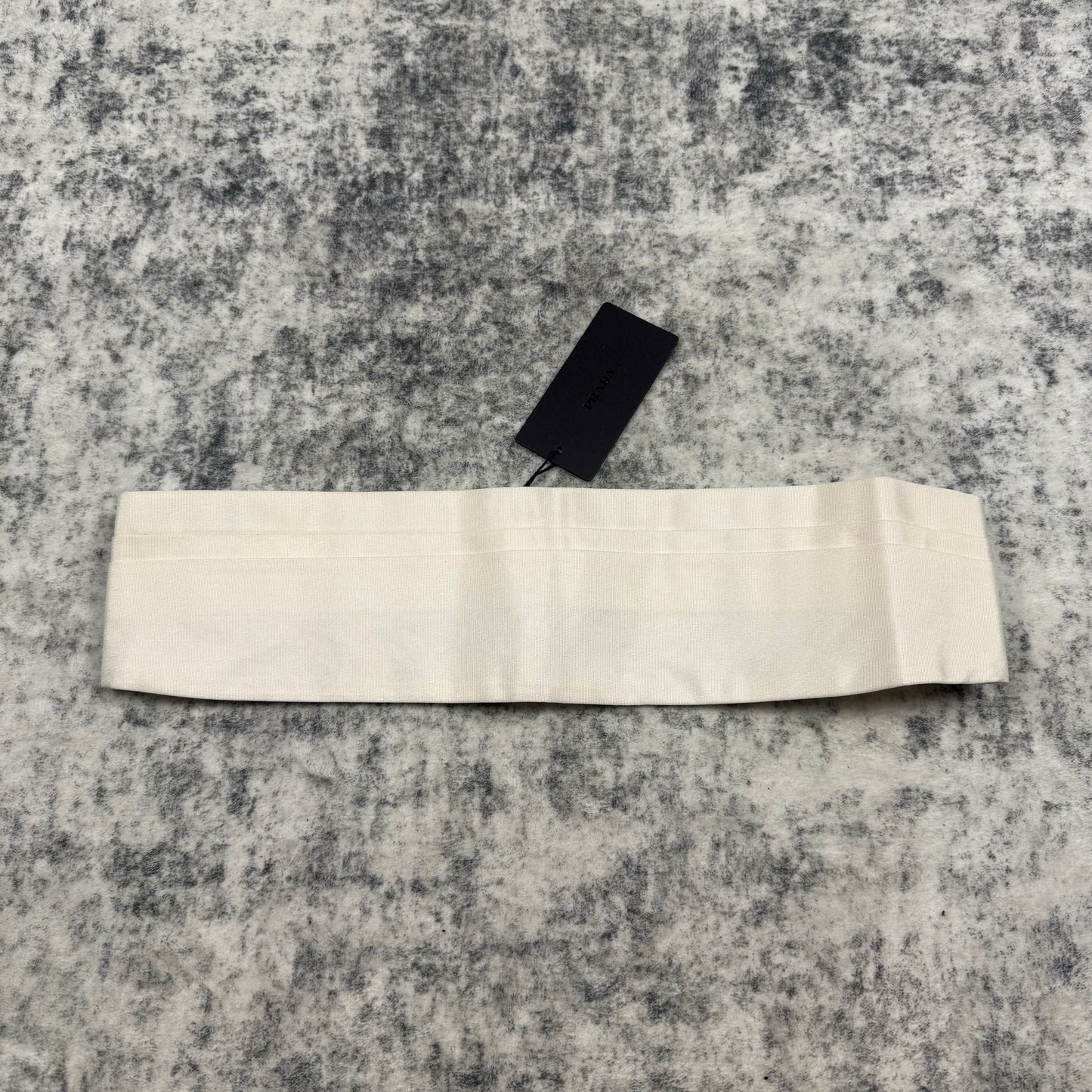Prada White Elastic Logo Waist Belt