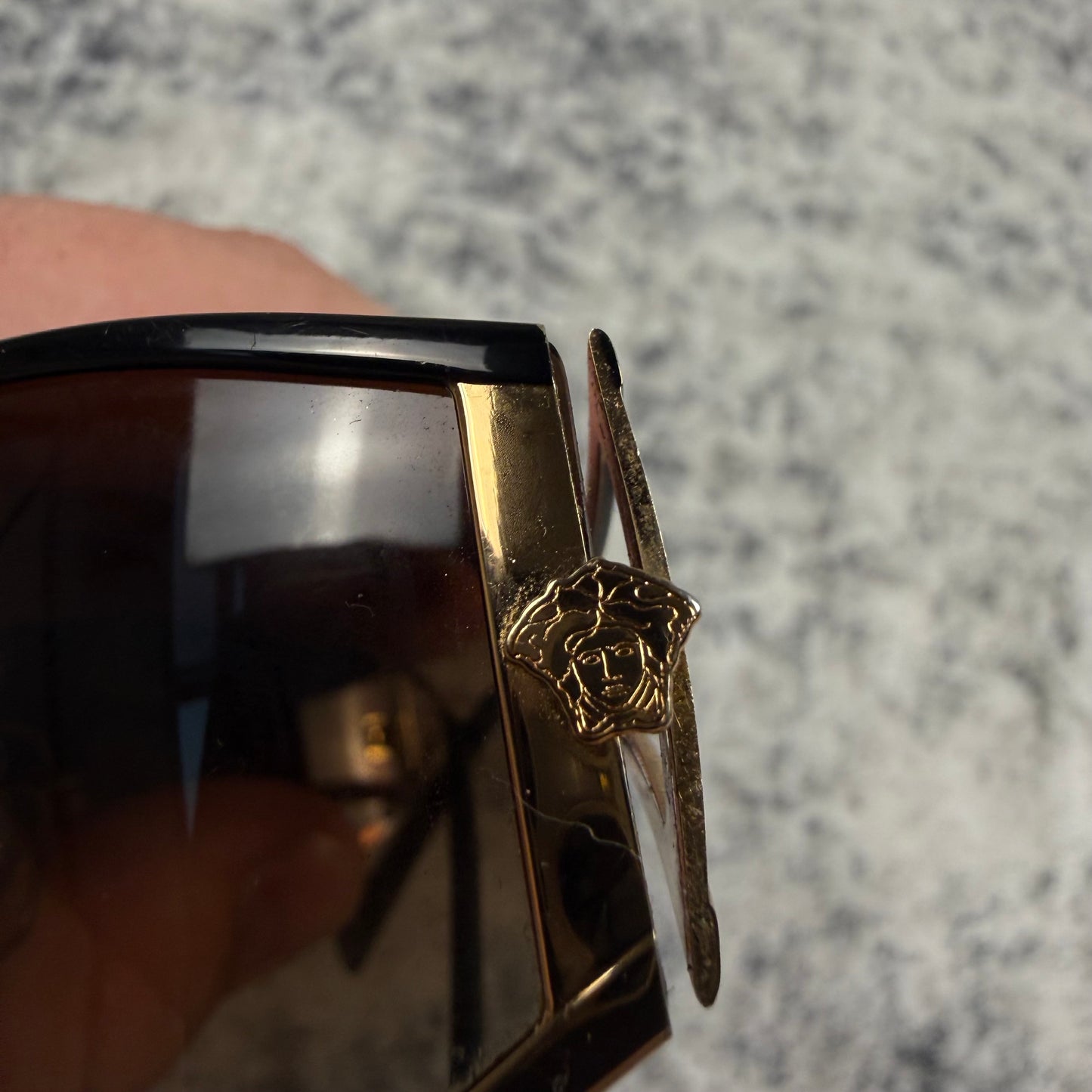 Vintage Versace Medusa Shield ‘Gold/Brown’ Sunglasses