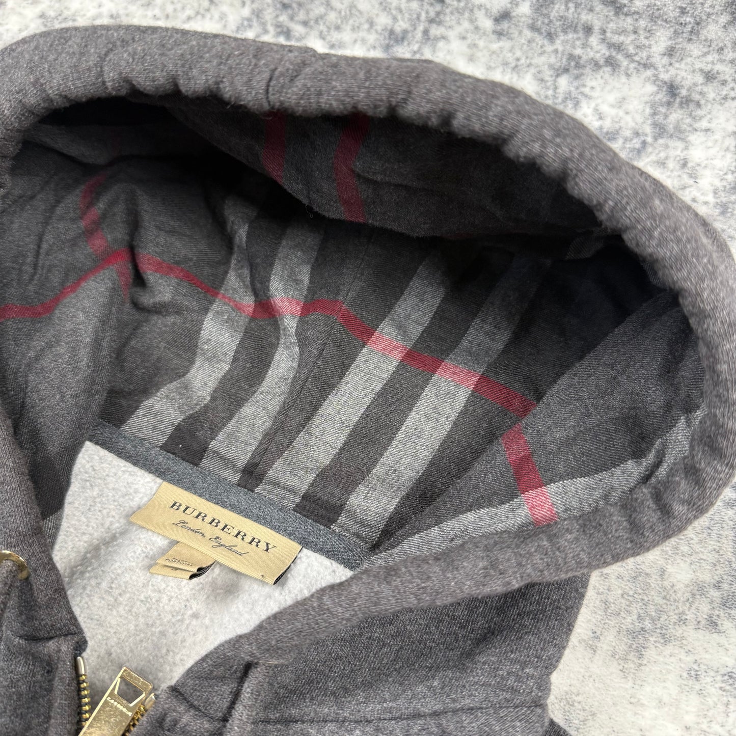 Burberry Nova Check Hood ‘Dark Grey’ Zip-Up Hoodie