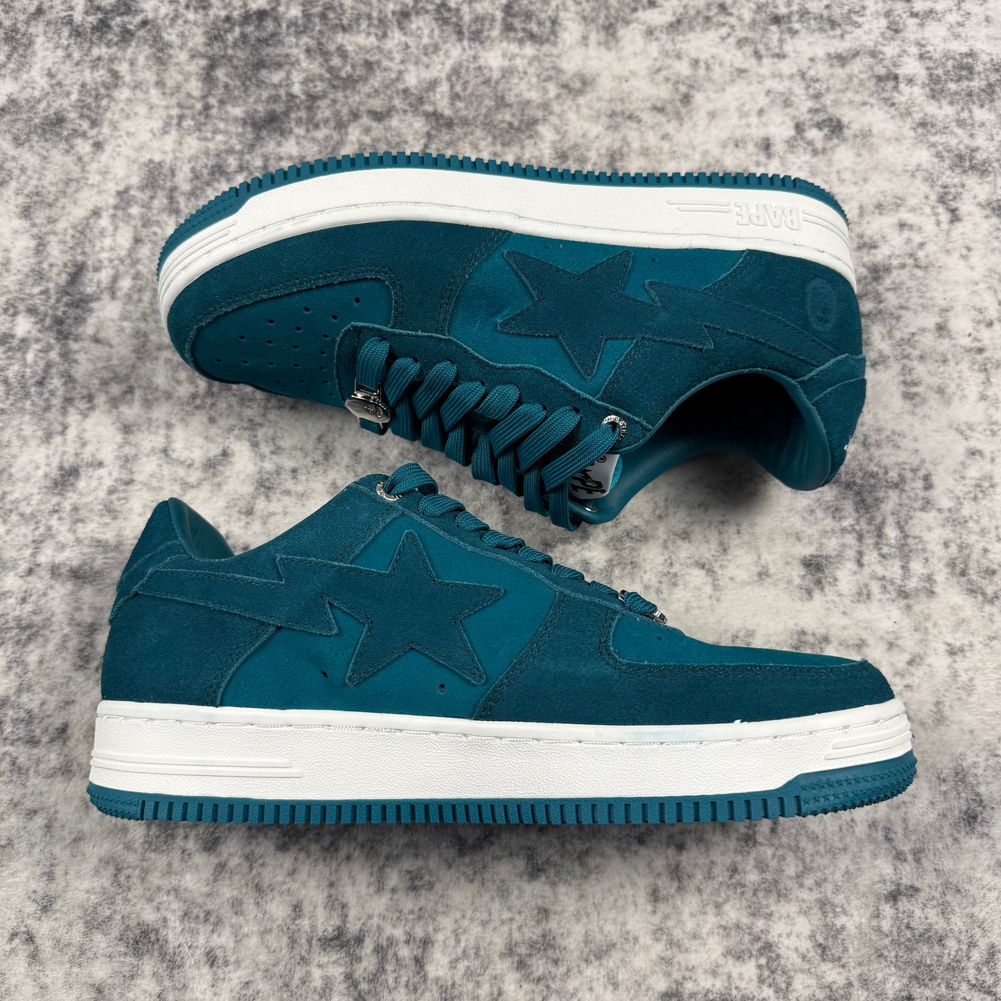 BAPE STA Teal Monotone Suede Low Top Sneakers