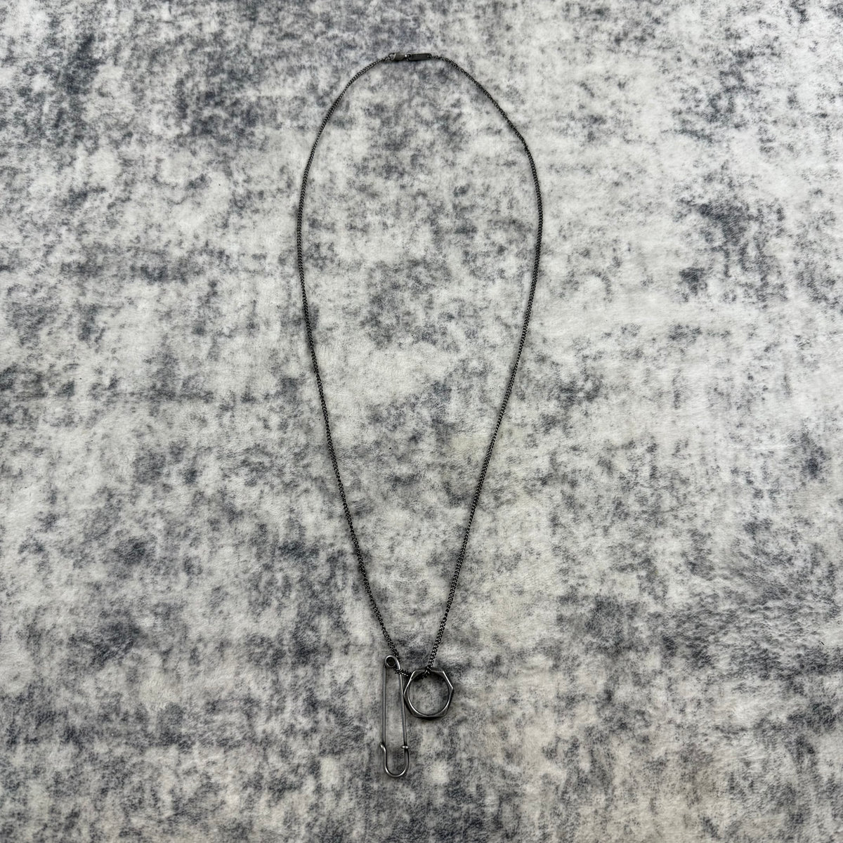 Vitaly Safety Pin & Hex Nut Pendant Necklace