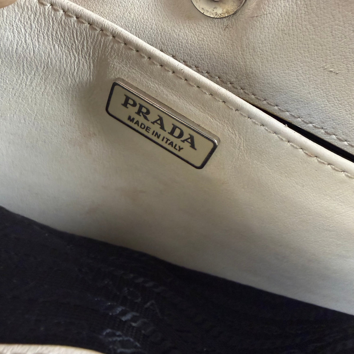 Prada Vintage White Leather Shoulder Bag