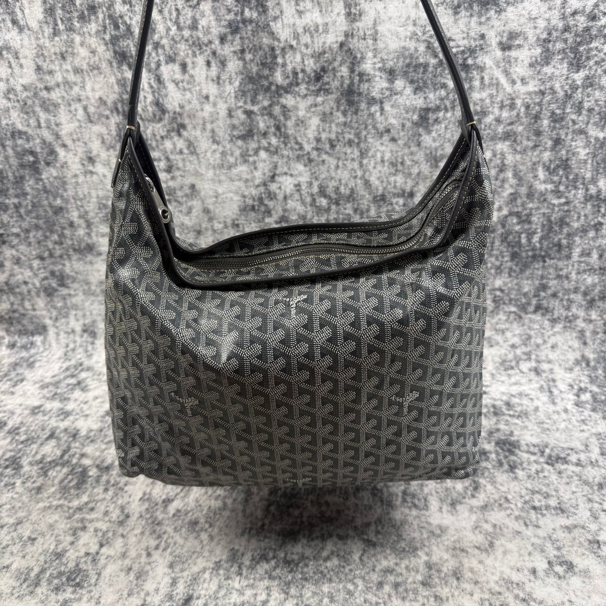Goyard Grey Goyardine Canvas Hobo Shoulder Bag