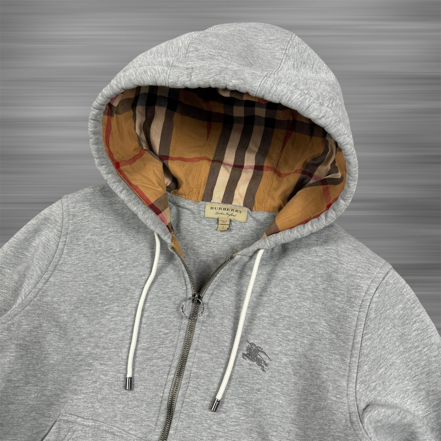 Burberry Nova Check Classic Logo ‘Gray’ Zip Up Hoodie