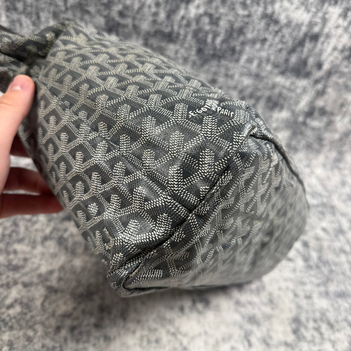 Goyard Grey Goyardine Canvas Hobo Shoulder Bag