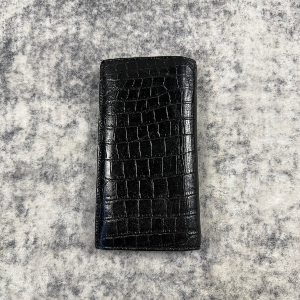 Saint Laurent Croc Embossed Leather Long Wallet