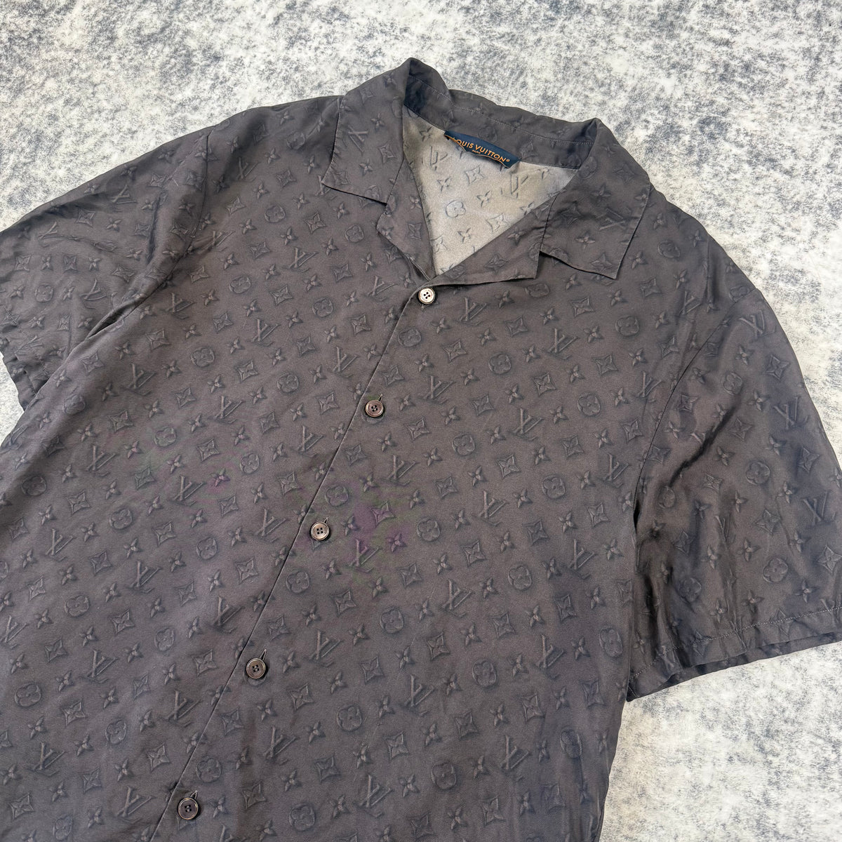 Louis Vuitton Printed Monogram Short-Sleeved Silk Shirt