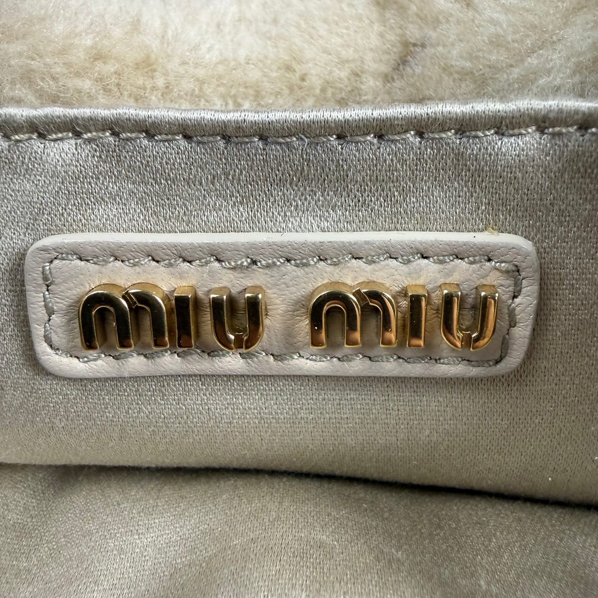 Miu Miu Cream Shearling Fur Handbag