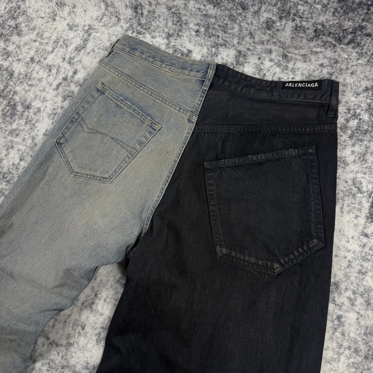 Balenciaga Fifty-Fifty Destroyed ‘Black/Blue’ Jeans