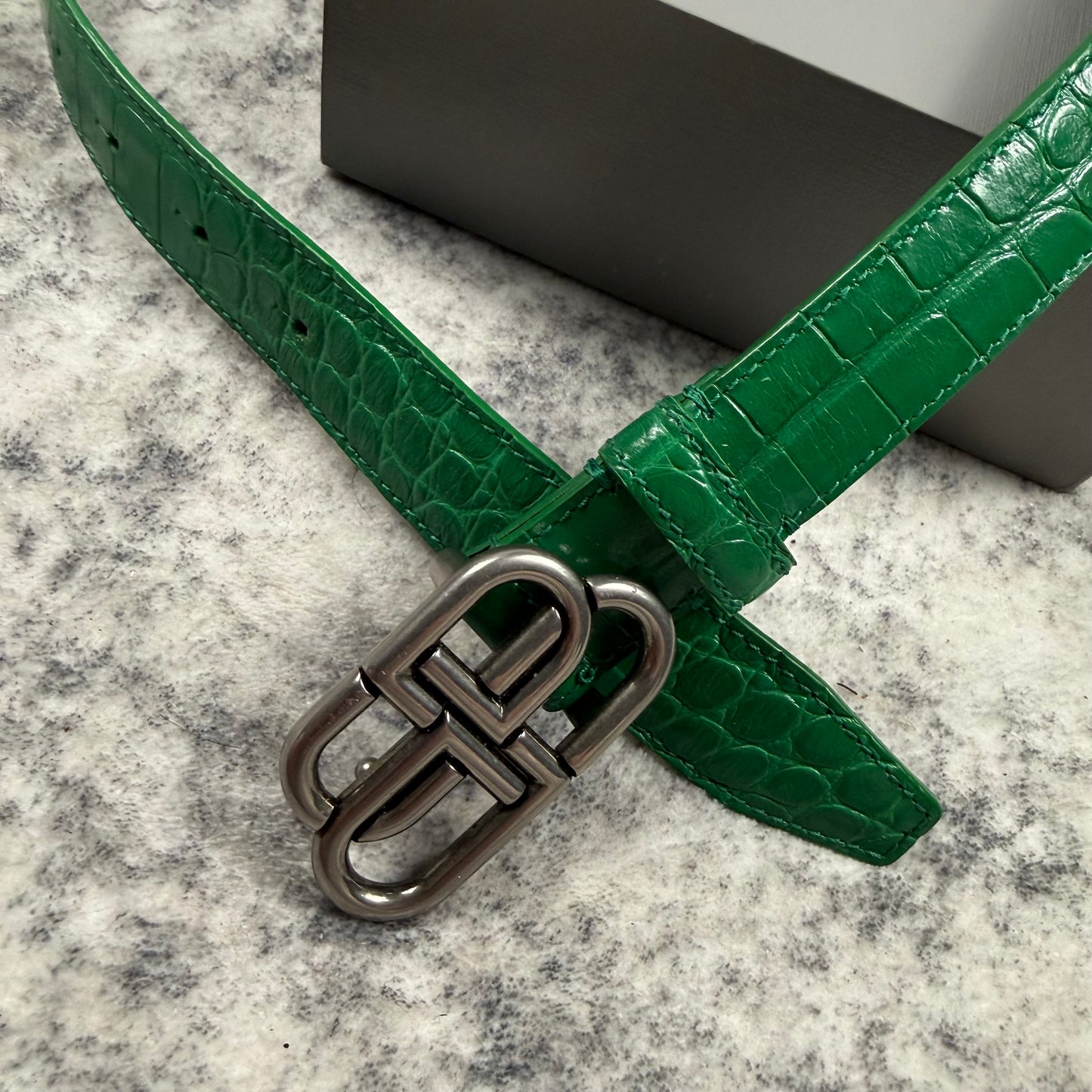 Balenciaga Croc Embossed BB Logo ‘Green’ Belt