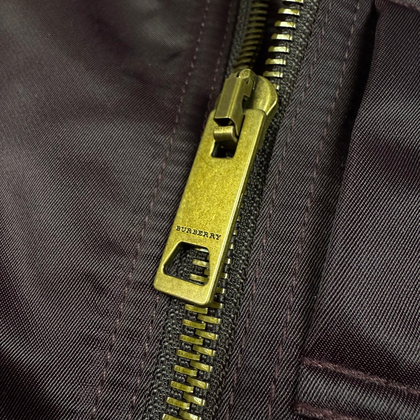 Burberry Satin Bomber Jacket with Check Undercollar