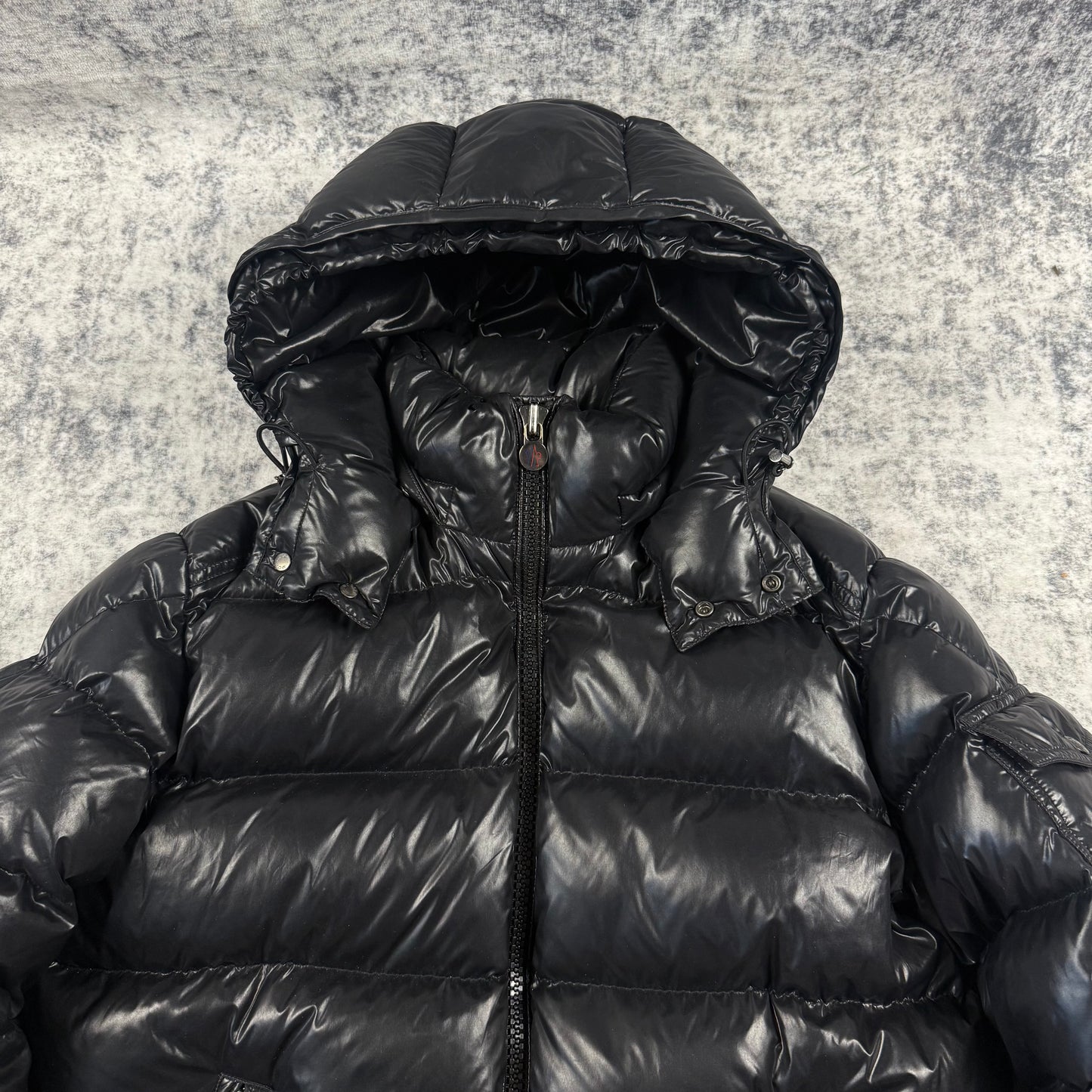 Moncler Maya Giubbotto Black Lacquer Nylon Down Puffer Jacket