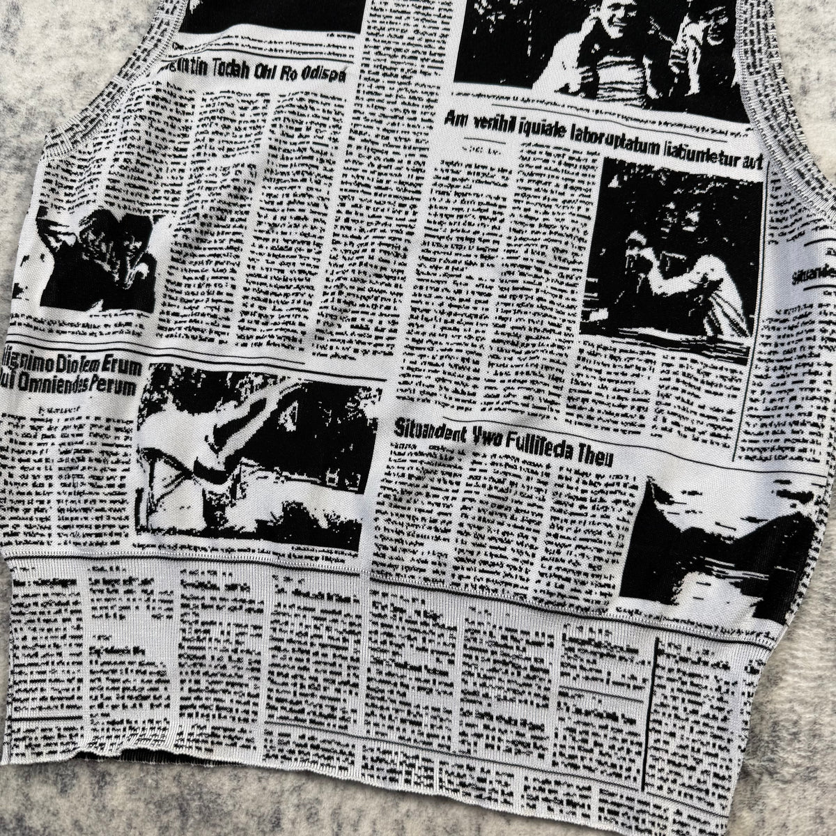 Balenciaga Newspaper Print Jacquard Knit Vest