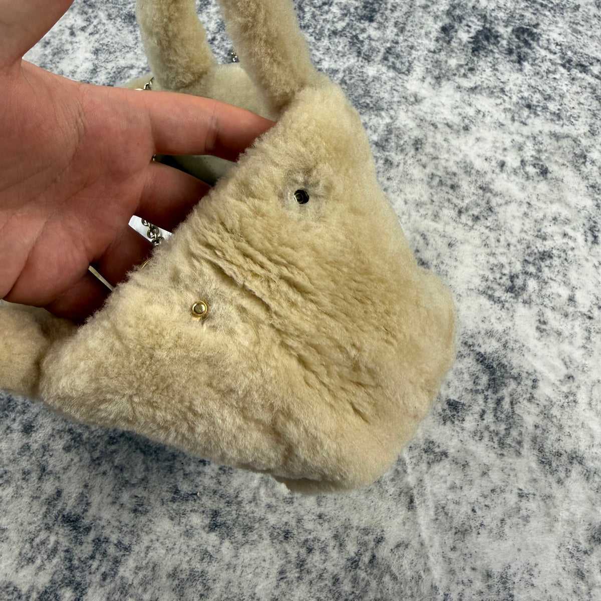 Miu Miu Cream Shearling Fur Handbag