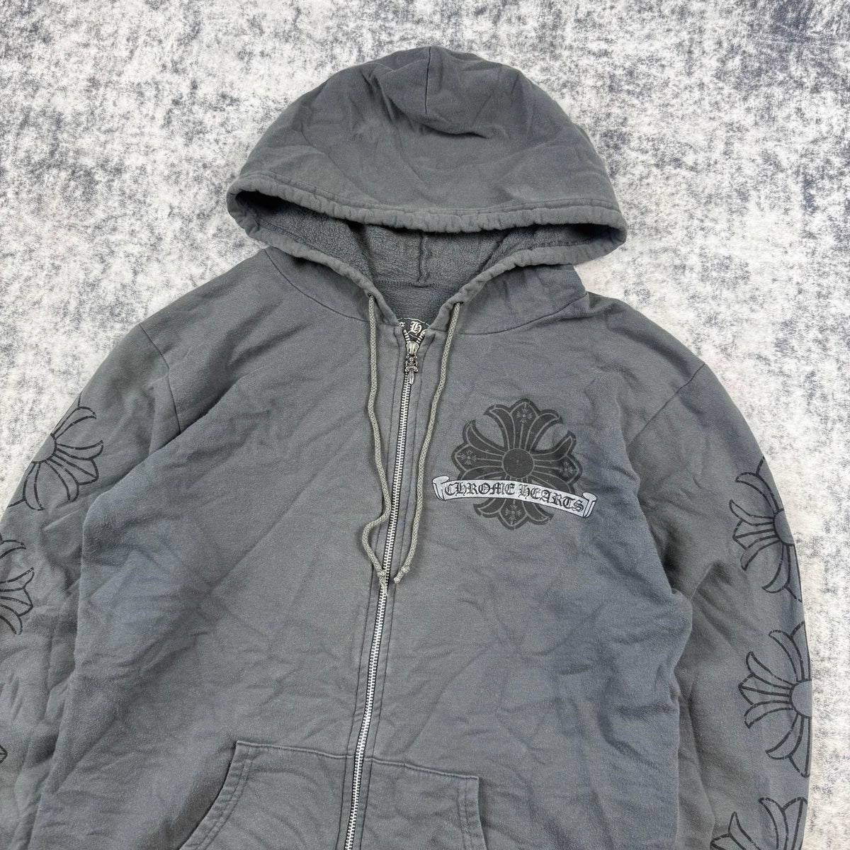Chrome Hearts Vintage Horseshoe Cross ‘Gray’ Zip Up Hoodie