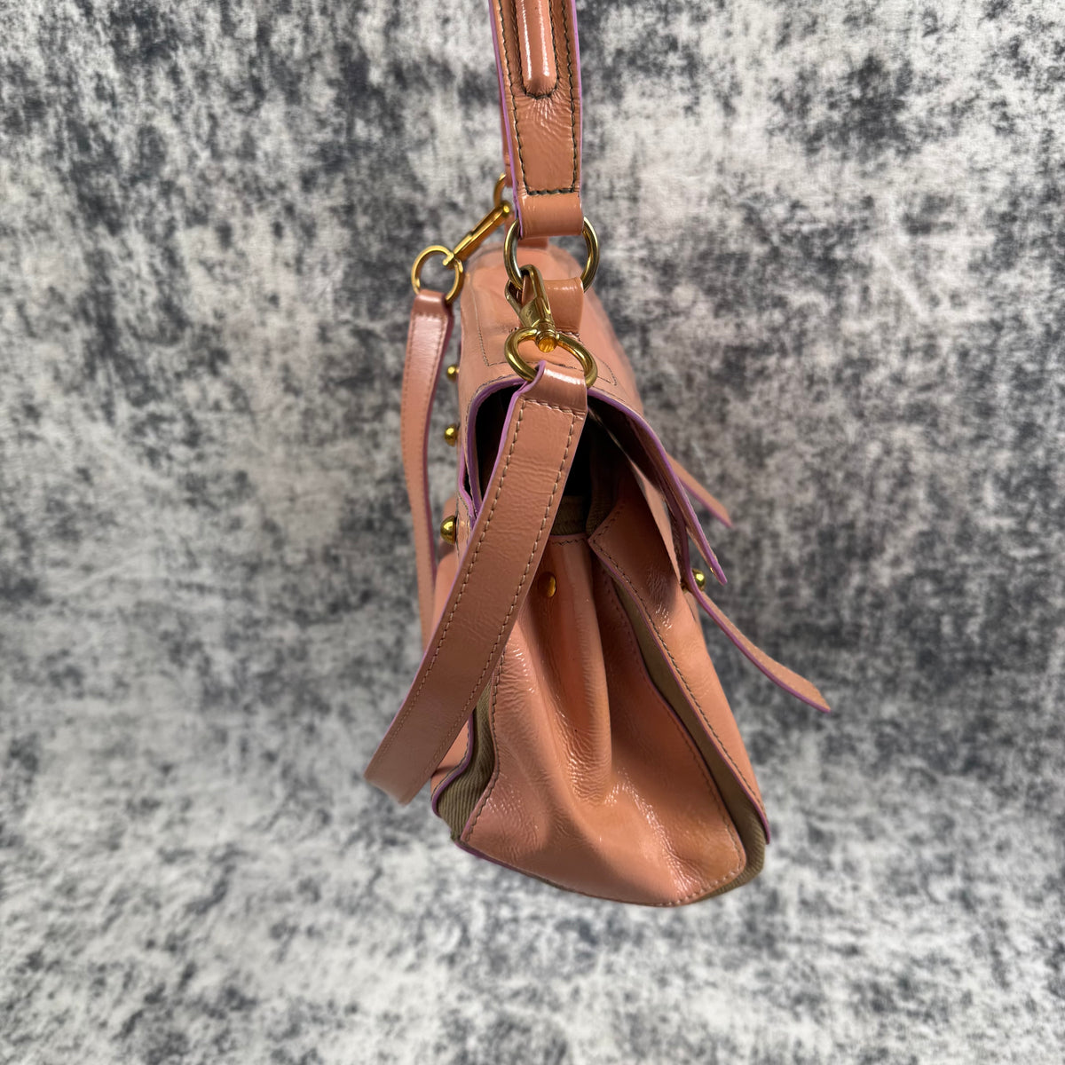 Vintage Yves Saint Laurent Muse Two Pink Patent Leather Shoulder Bag