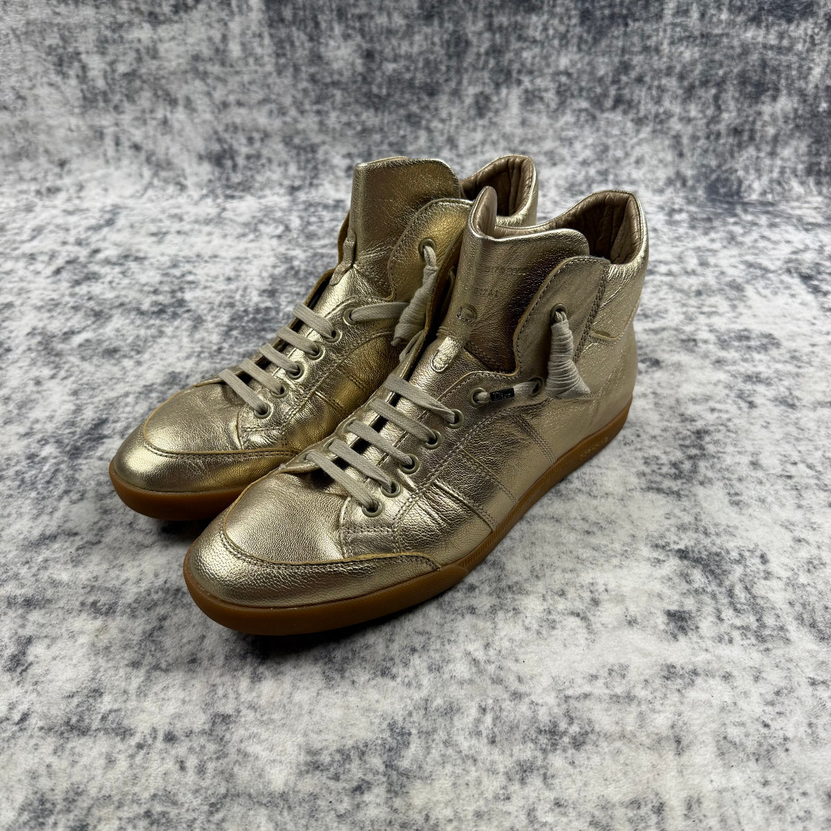 Dior Homme Hedi Slimane Era Metallic Gold Leather High Top Sneakers