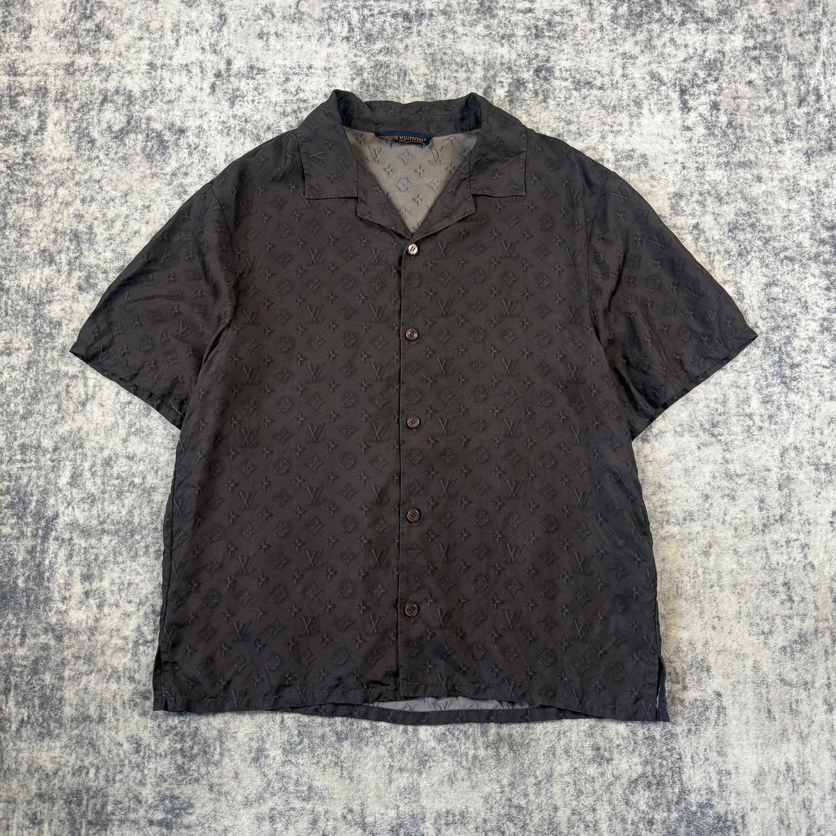 Louis Vuitton Printed Monogram Short-Sleeved Silk Shirt