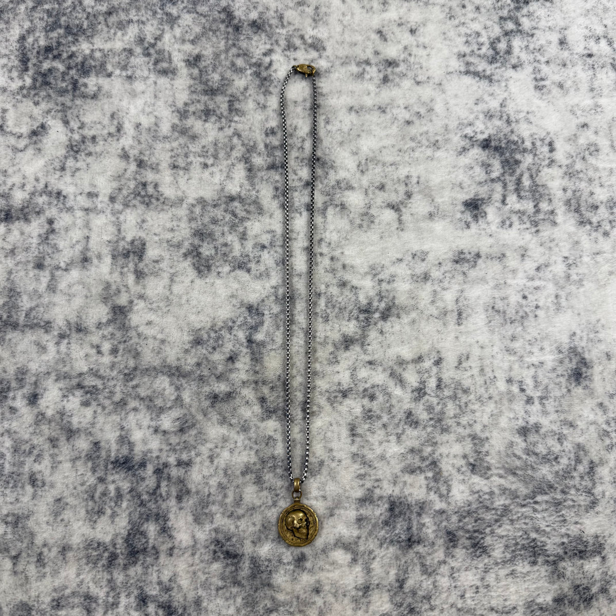 Clocks and Colours Brass Skull Medallion Necklace