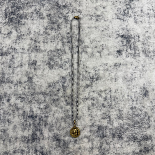 Clocks and Colours Brass Skull Medallion Necklace