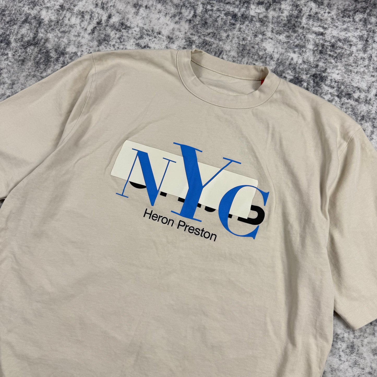 HERON PRESTON Nyc Censored T-Shirt In Ivory Blue