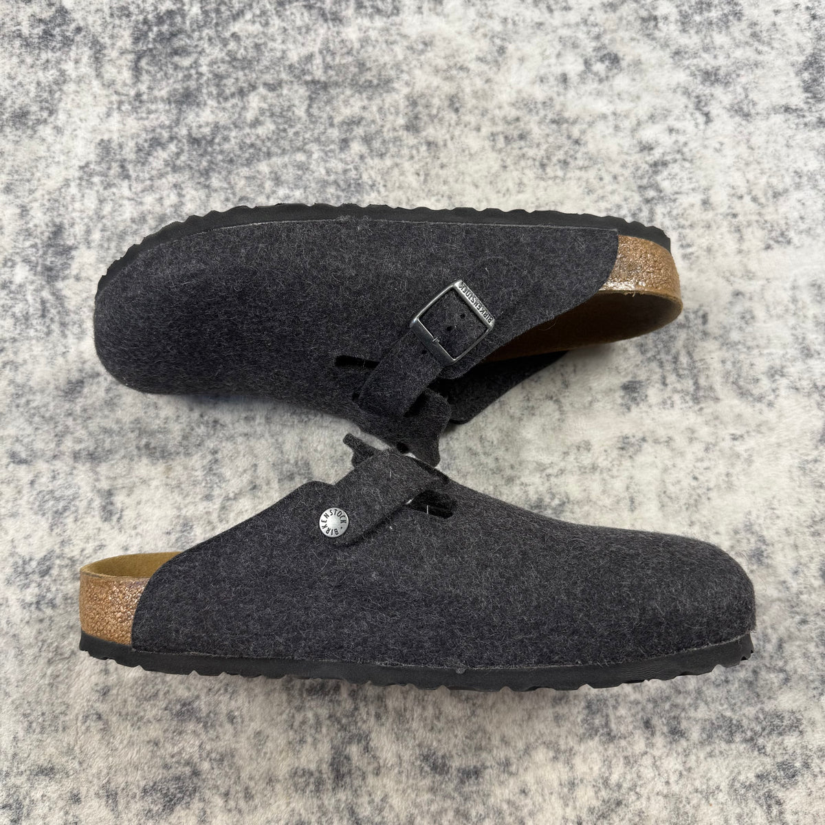 Birkenstock Boston Anthracite Wool Felt Clogs