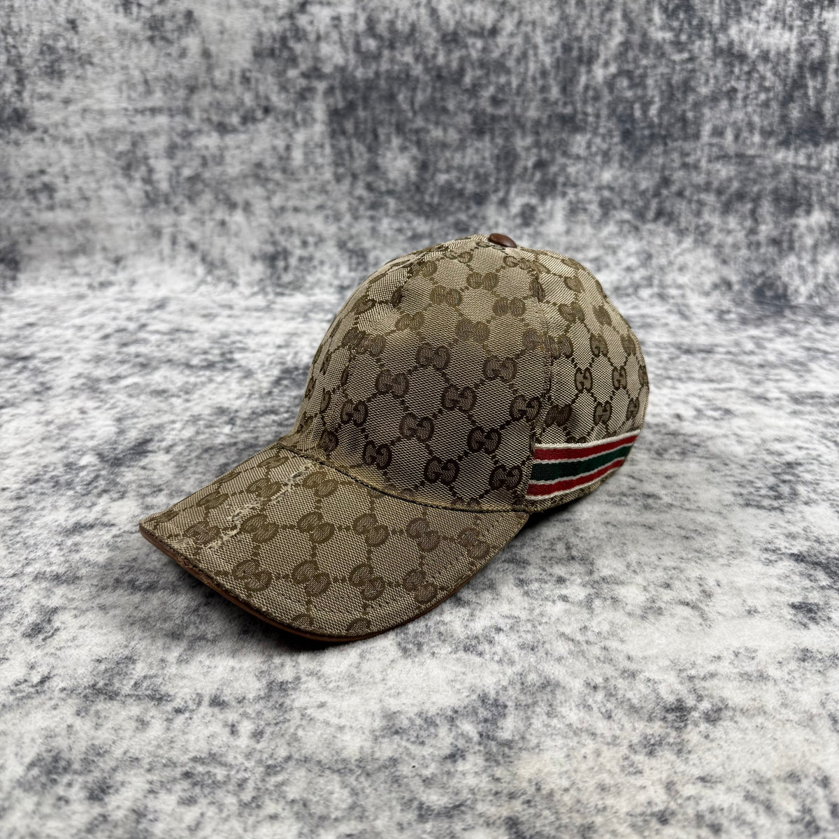 Gucci Vintage GG Monogram Web Stripe Baseball Cap