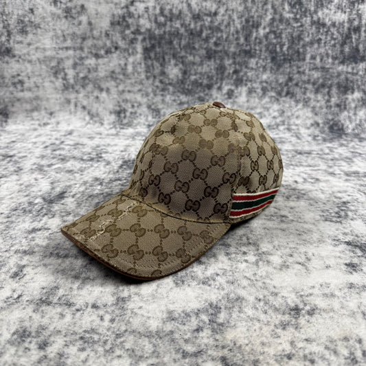 Gucci Vintage GG Monogram Web Stripe Baseball Cap