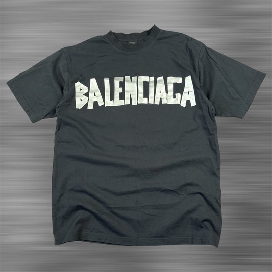 Balenciaga Tape Distressed Black T-Shirt