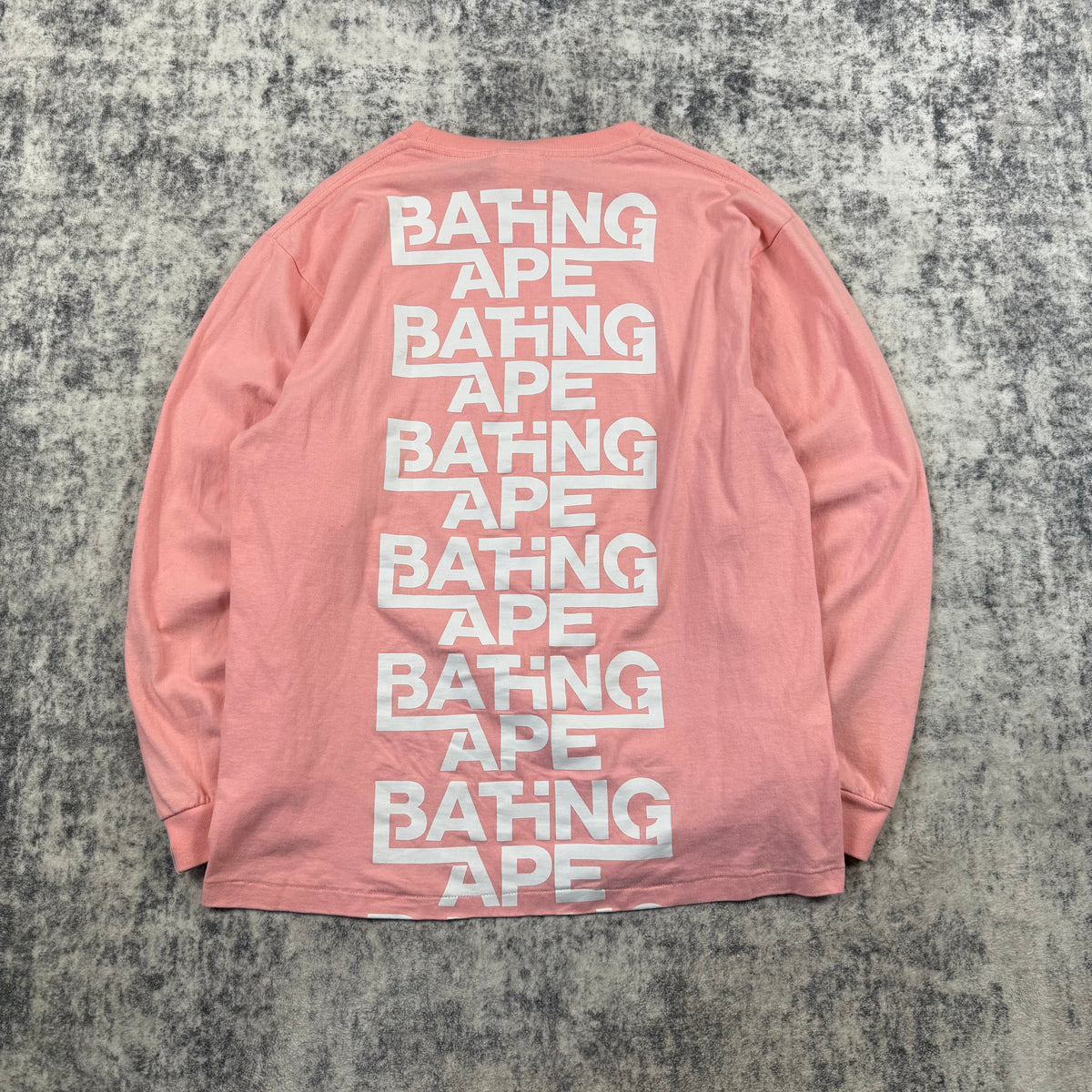 BAPE Bathing Ape Pink Repeated Logo Long Sleeve