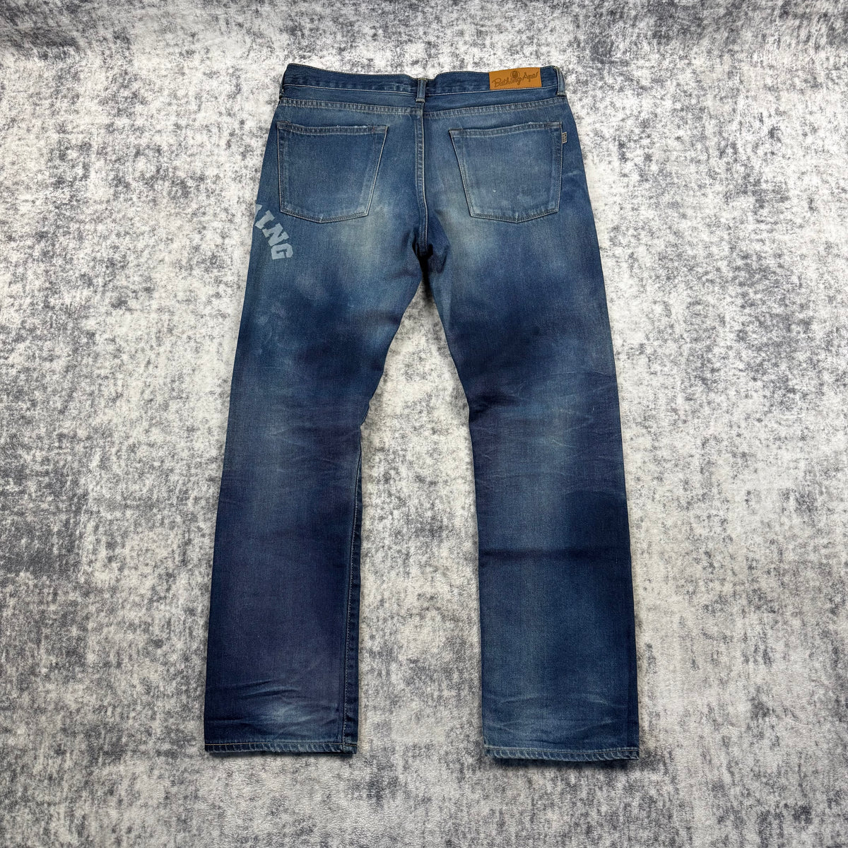BAPE A Bathing Ape 2008 Type-05 Camo Patch Distressed Denim Jeans