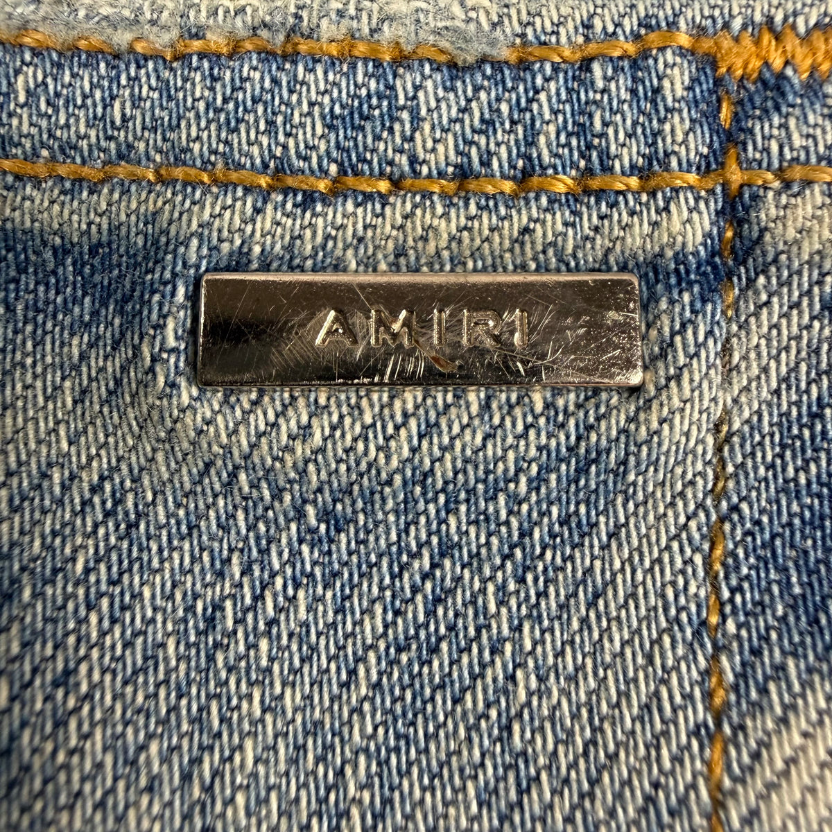 Amiri Old English Logo ‘Clay/Indigo’ Jeans
