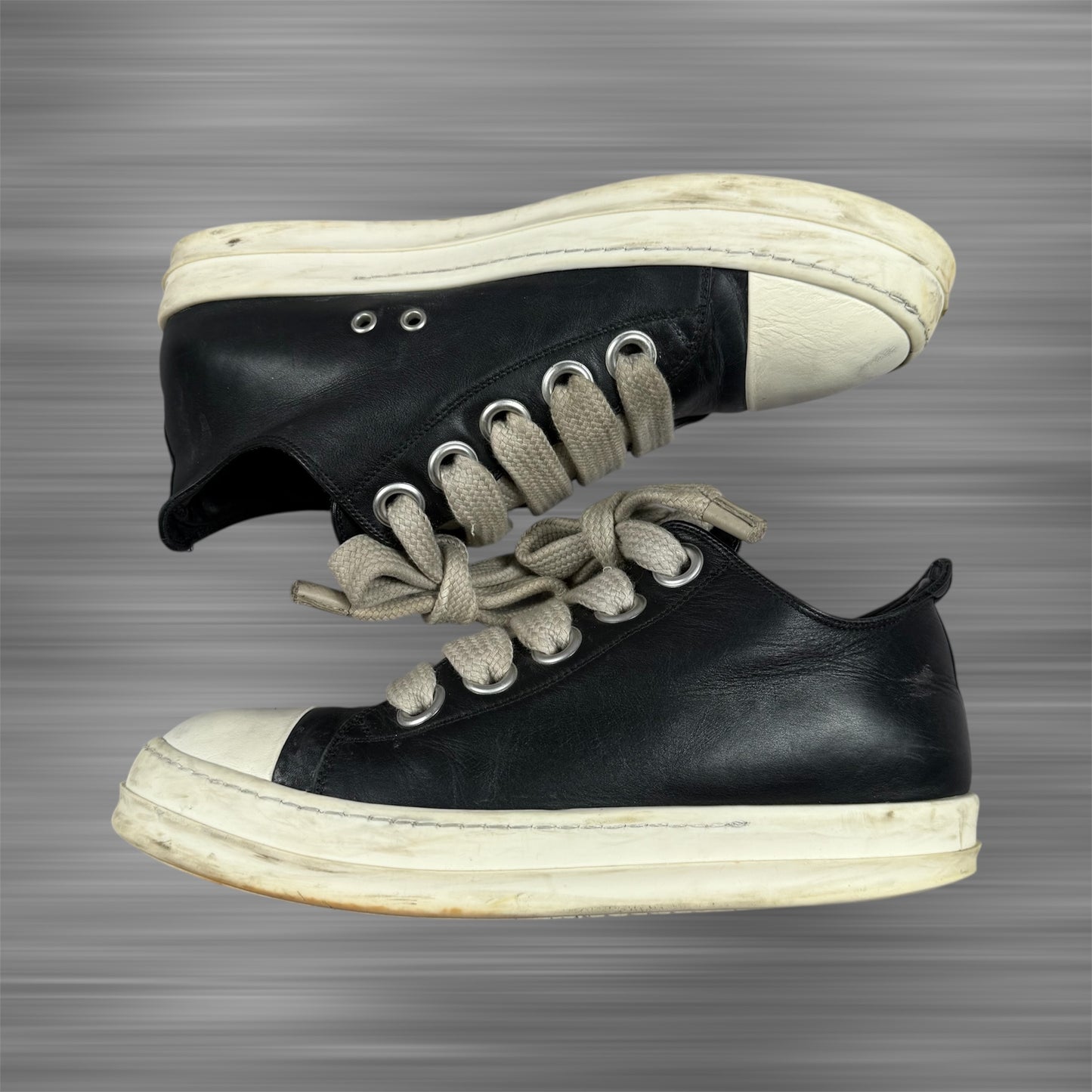 Rick Owens Jumbo Lace Leather Low 'Black Milk' Shoes