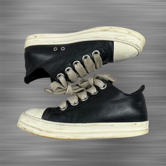 Rick Owens Jumbo Lace Leather Low 'Black Milk' Shoes