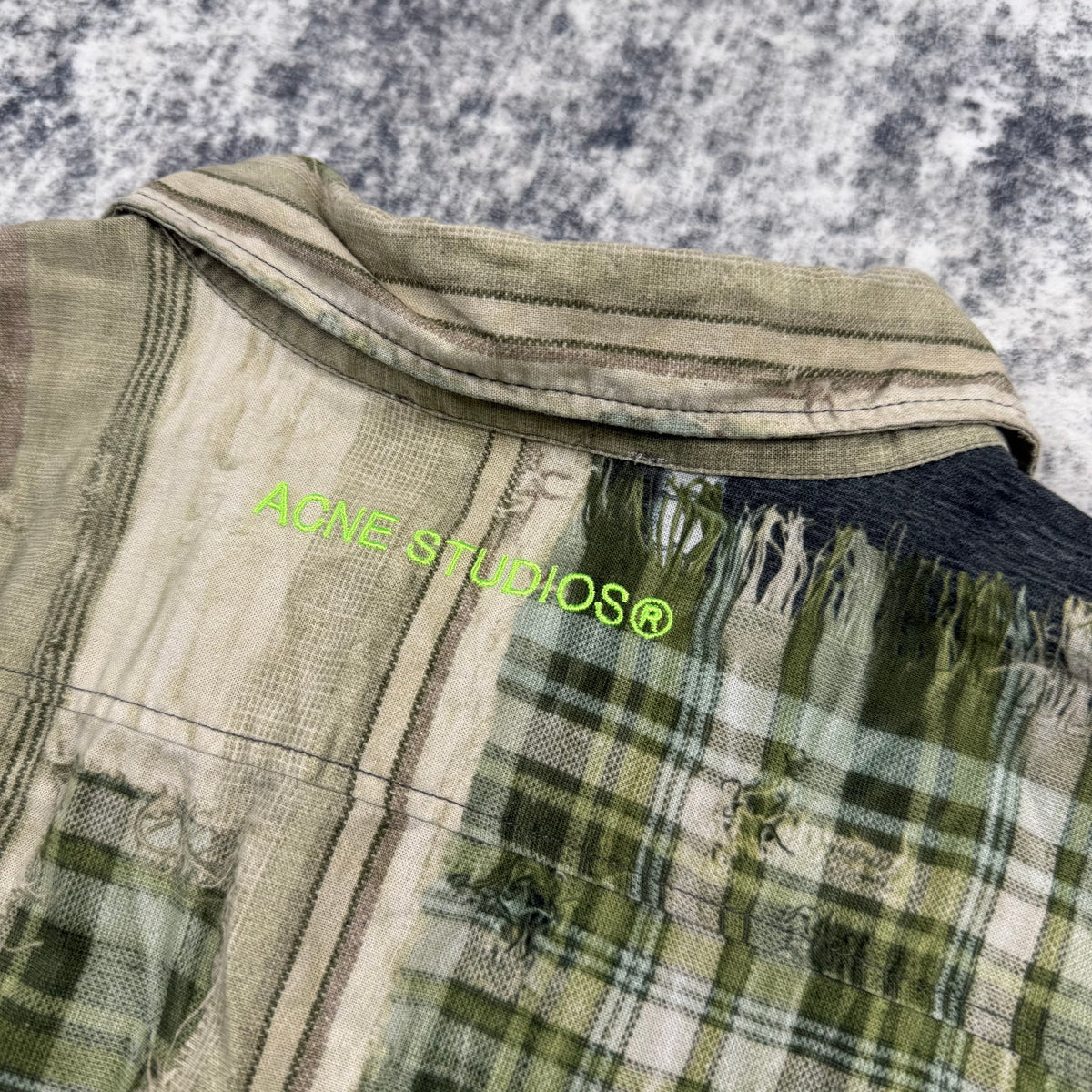 ACNE STUDIOS Cotton Patchwork Printed Button Up Shirt