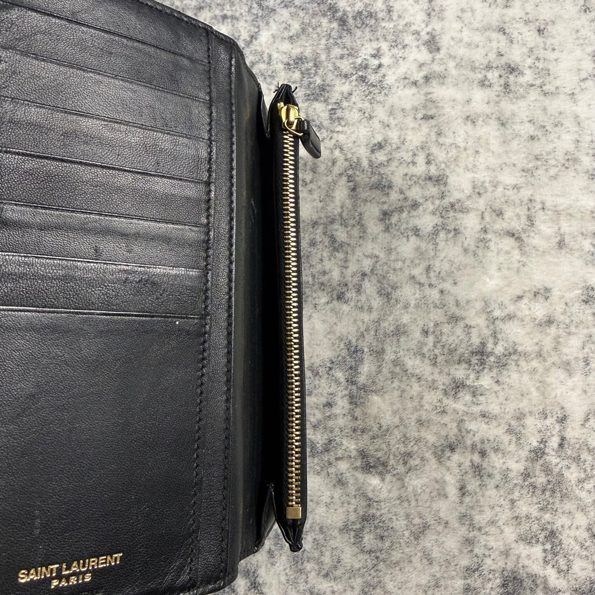 Saint Laurent Croc Embossed Leather Long Wallet