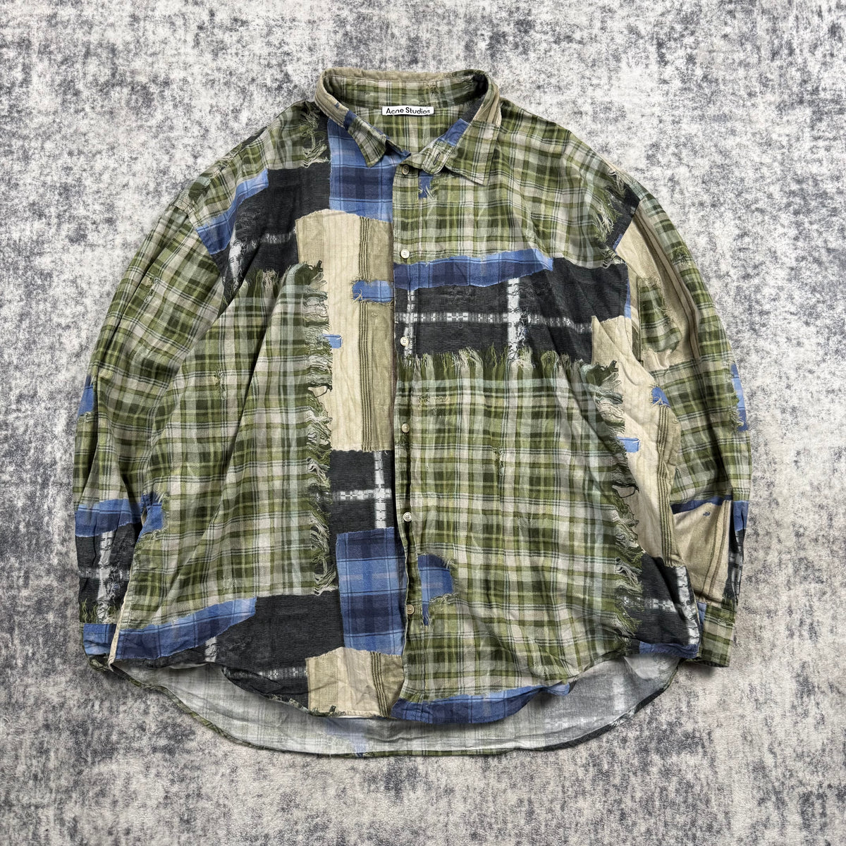 ACNE STUDIOS Cotton Patchwork Printed Button Up Shirt