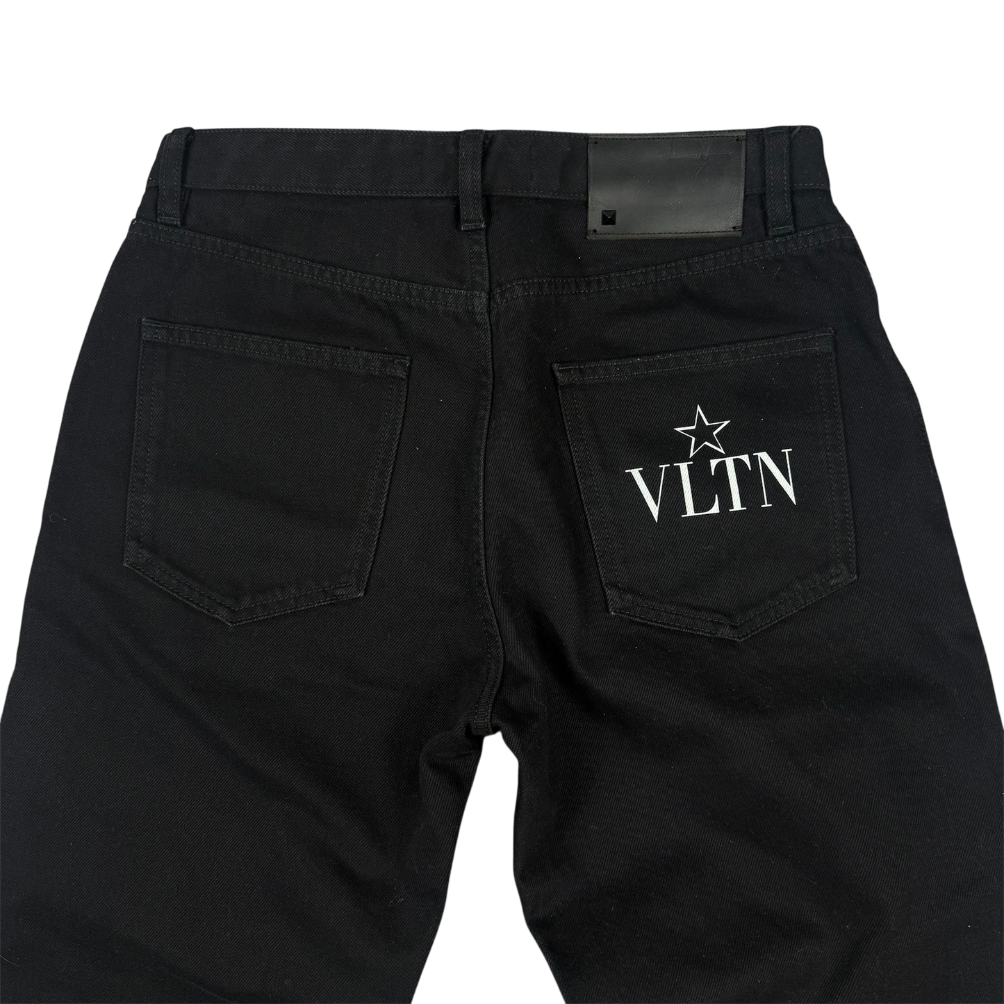 Valentino VLTN Logo Print Washed Denim ‘Black’ Straight Jeans