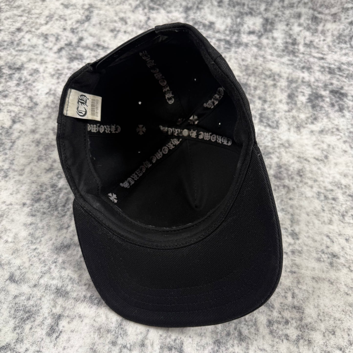 Chrome Hearts Scroll Logo Denim ‘Black’ Trucker Cap