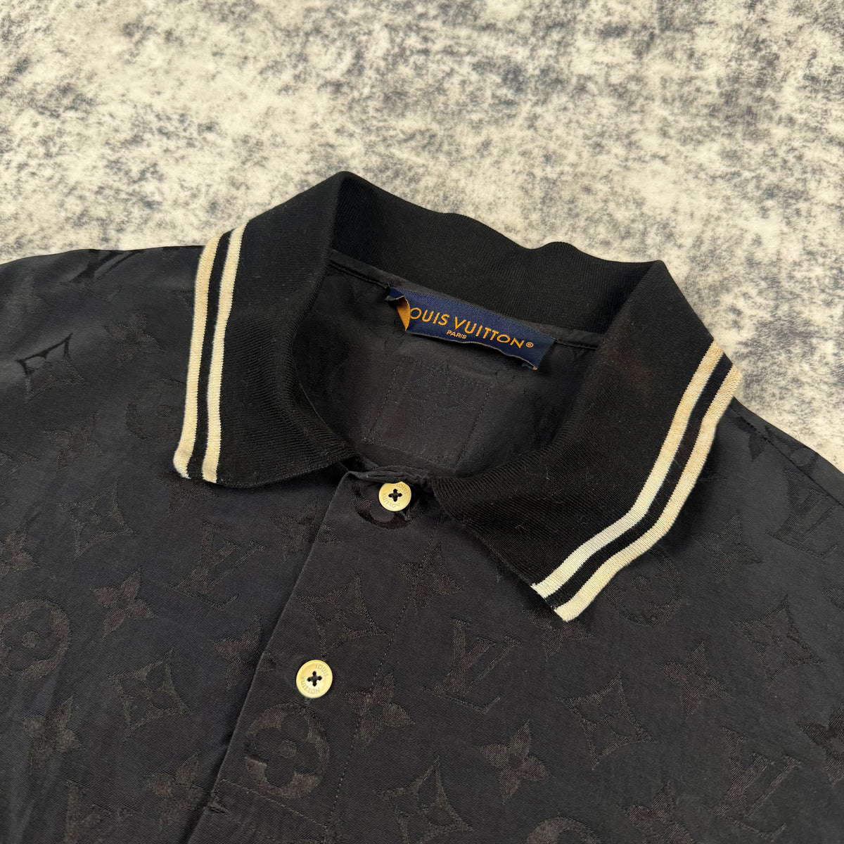 Louis Vuitton Monogram Moire Jacquard Short-Sleeved Silk Shirt