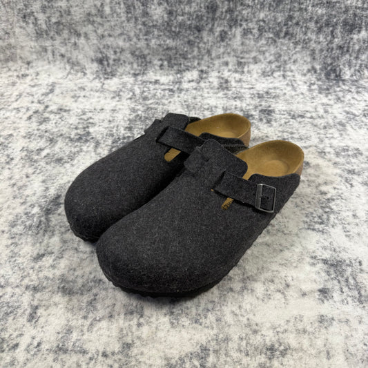 Birkenstock Boston Anthracite Wool Felt Clogs