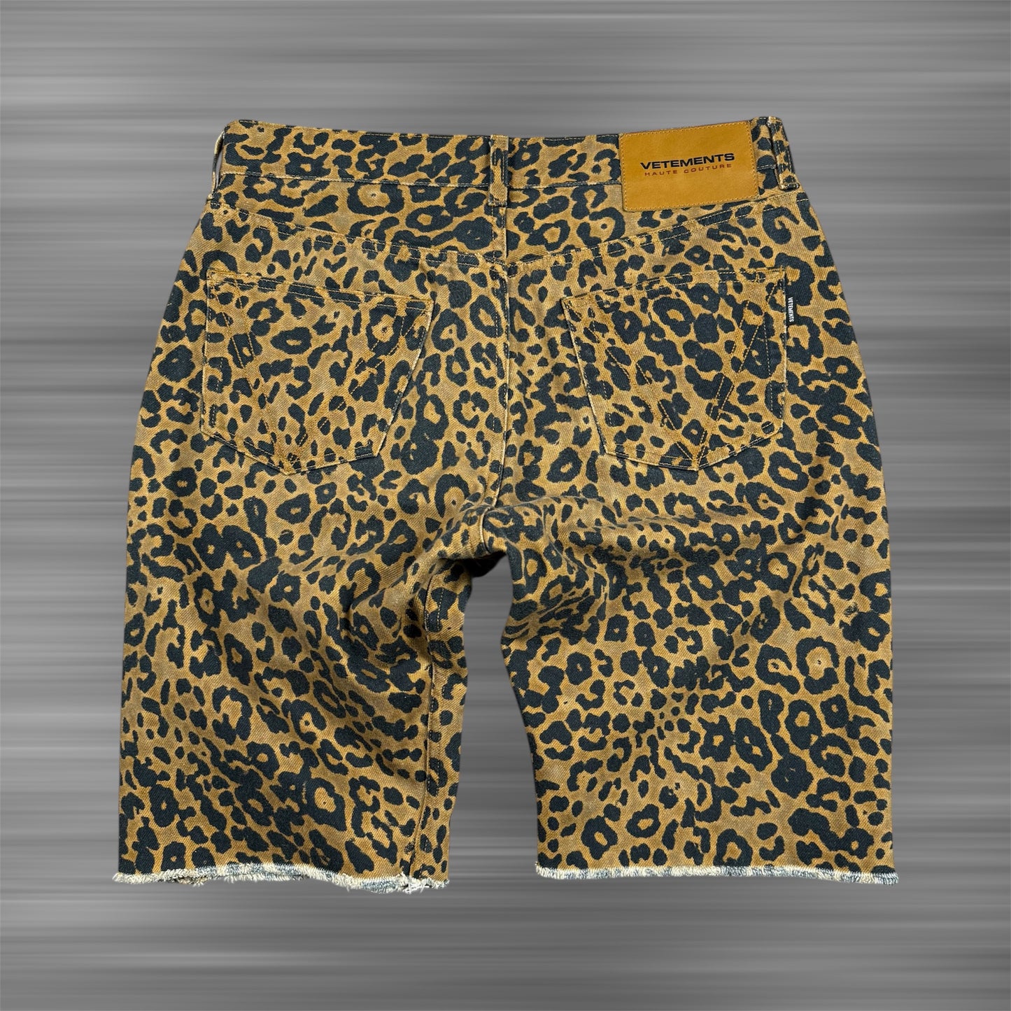 Vetements Leopard Denim Shorts