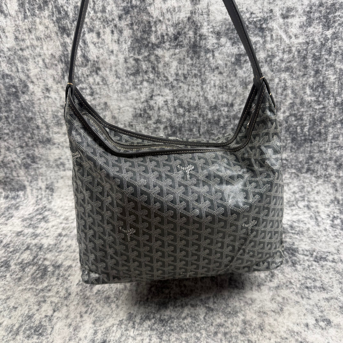 Goyard Grey Goyardine Canvas Hobo Shoulder Bag