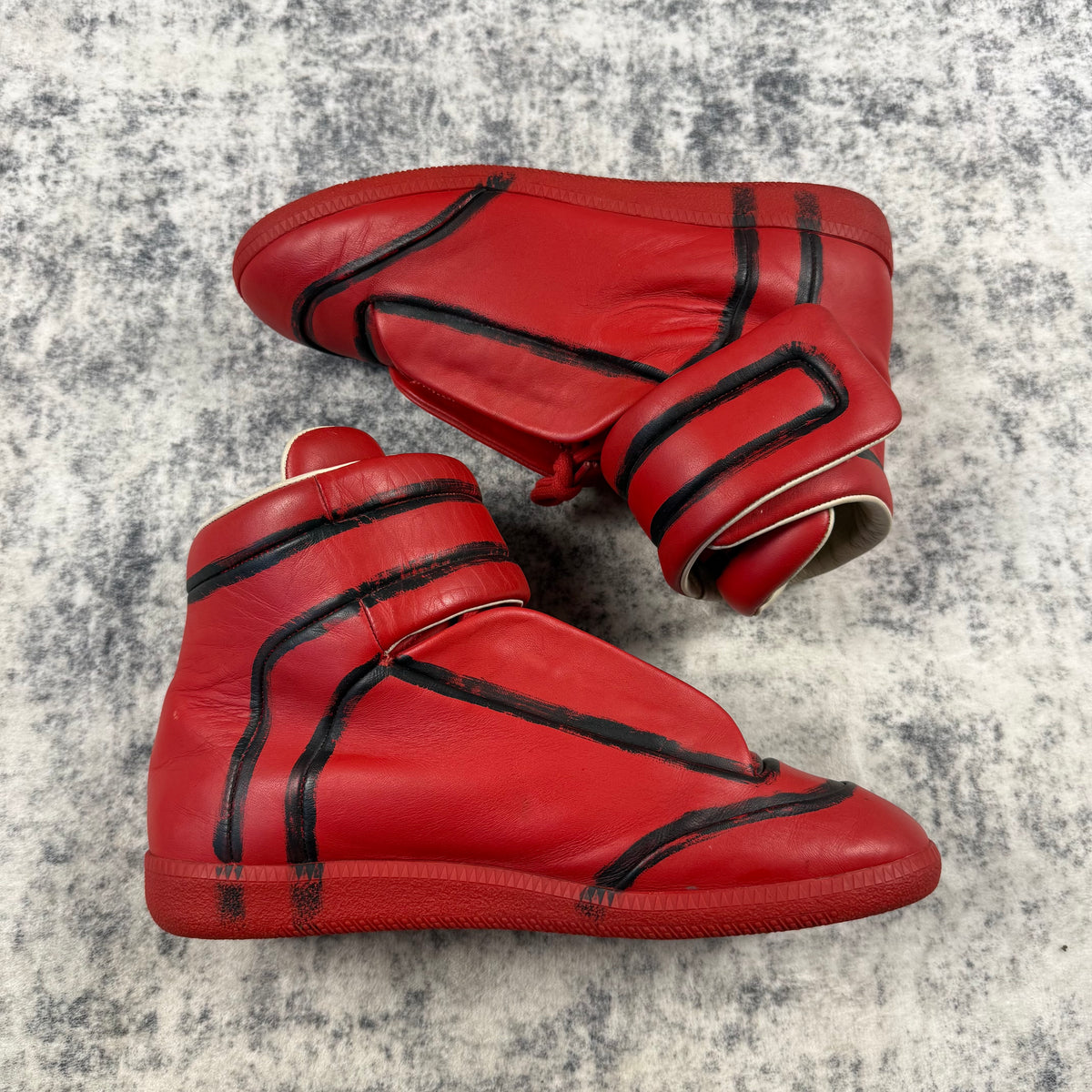 Maison Margiela Future High Red Black Outline Shoes