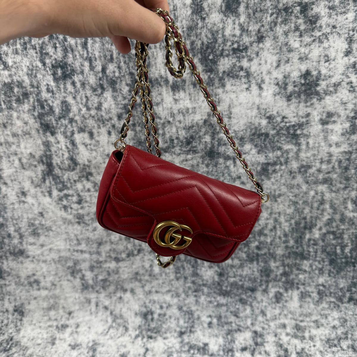 Gucci GG Marmont Red Matelassé Super Mini Bag