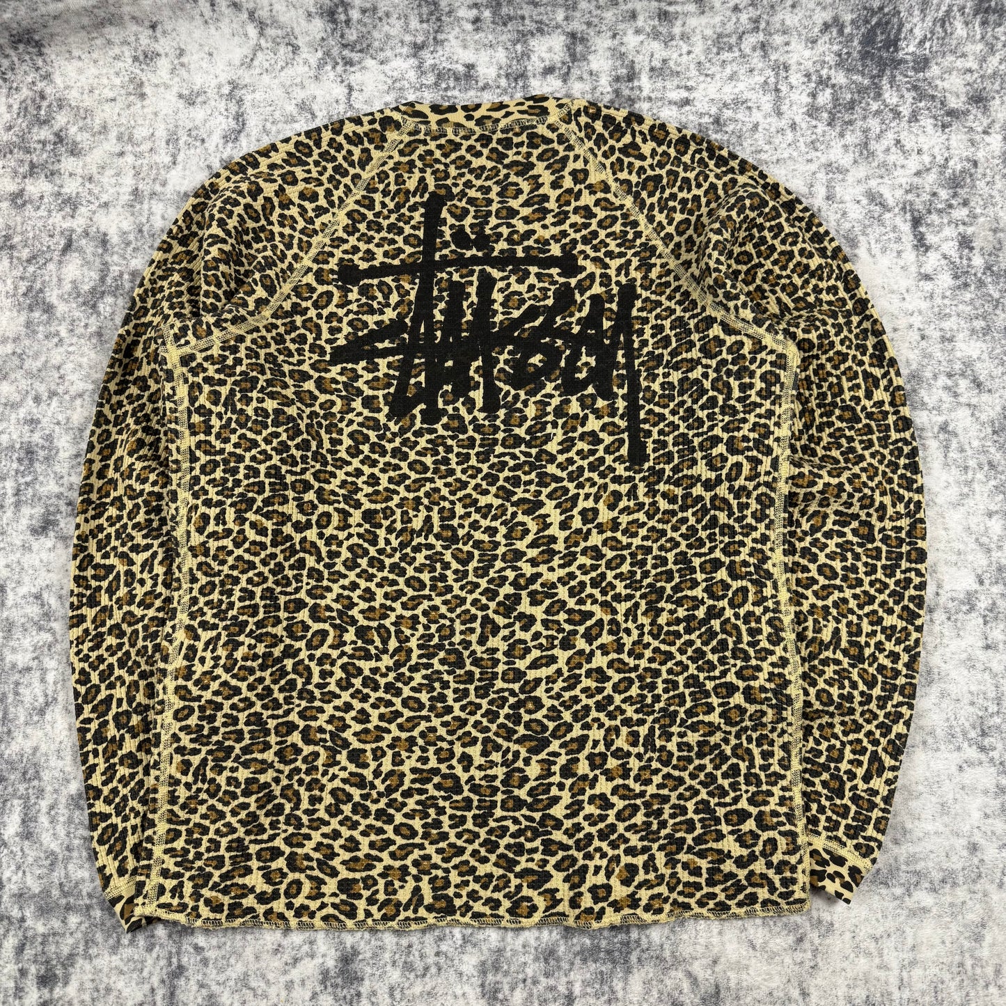 Stussy Thermal Big Logo Leopard Long Sleeve
